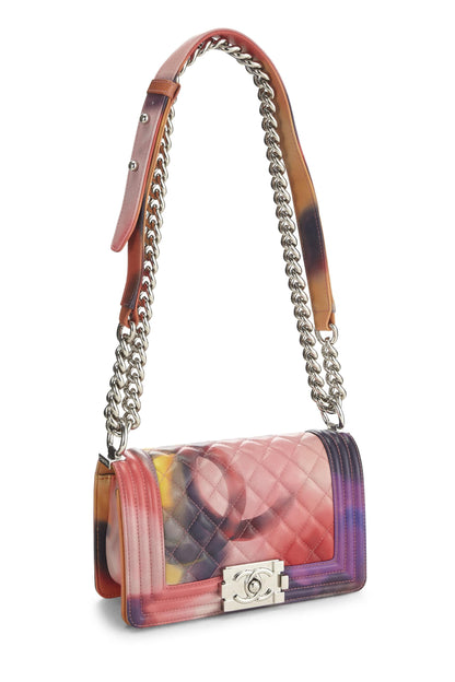 Chanel, petit sac Flower Power Boy en cuir d'agneau matelassé multicolore d'occasion, multicolore