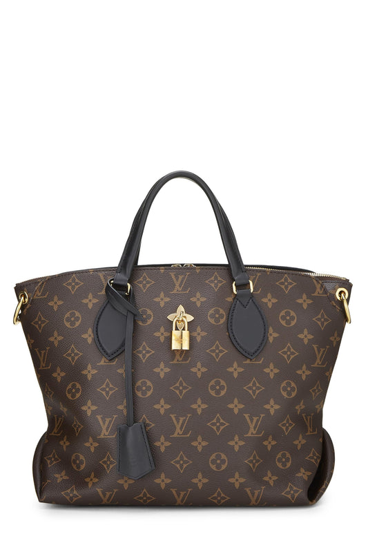 Louis Vuitton, sac fourre-tout zippé à fleurs monogrammées noires MM, d'occasion, noir