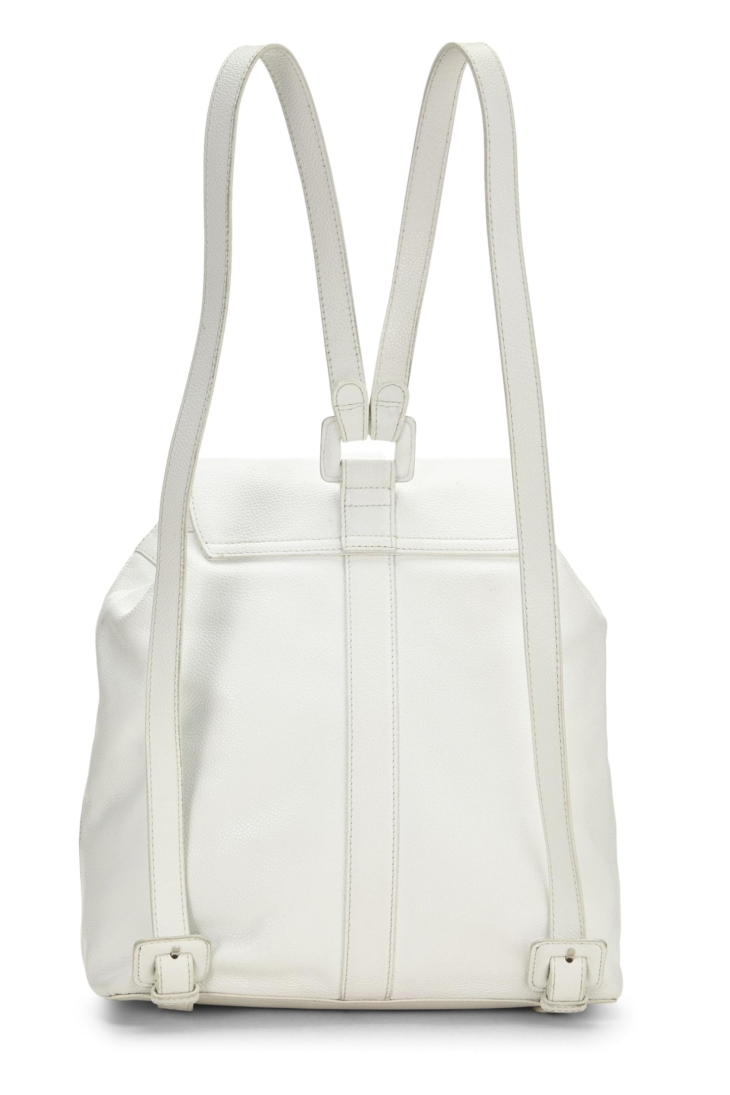 Chanel, Mochila grande de caviar blanco Pre-Loved, Blanco