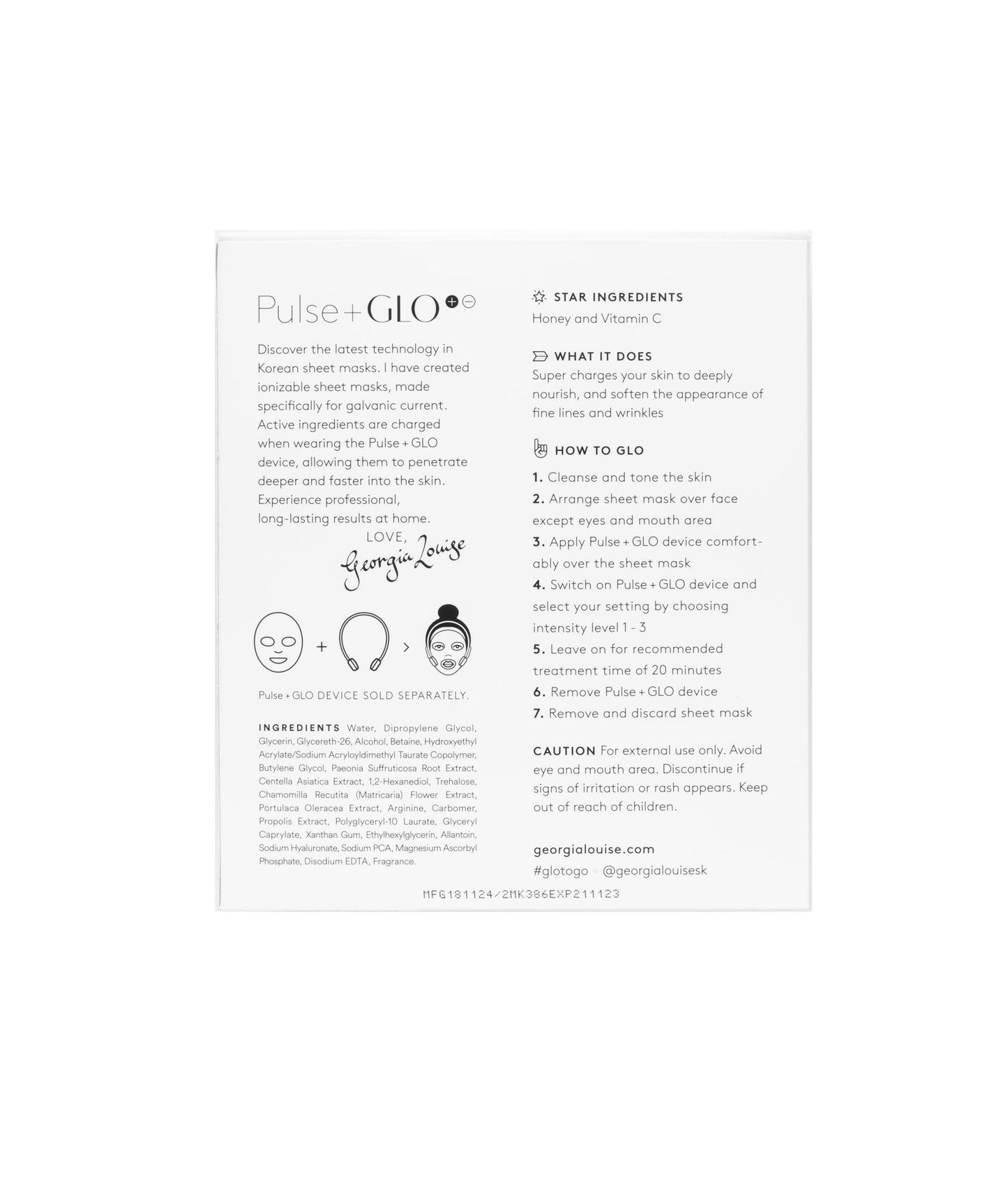 GEORGIA LOUISE Pulse + GLO Sheet Masks, Honey