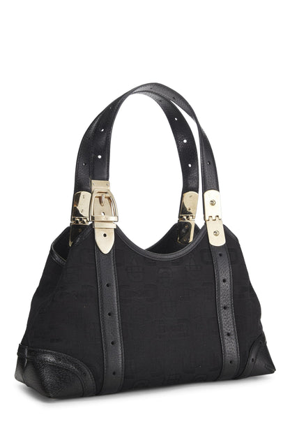 Gucci, sac fourre-tout en toile noire d'occasion, petit modèle, noir