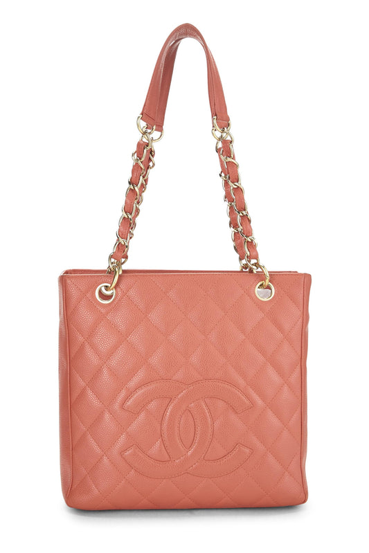 Chanel, sac cabas matelassé rose Caviar Petite d'occasion (PST), rose