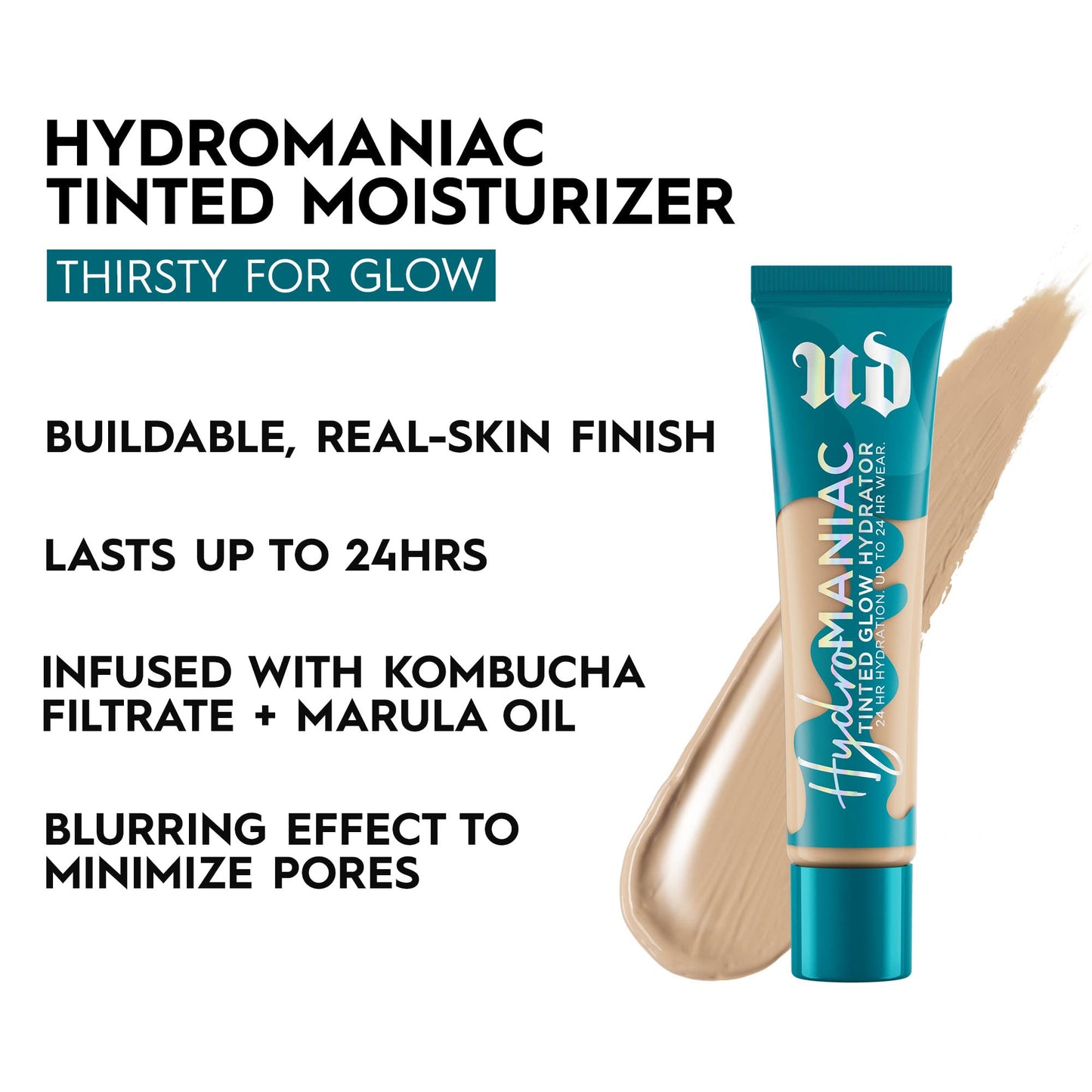 Urban Decay Hydromaniac Dewy Foundation (30 Fair Medium Neutral), humectante con color para piel seca, cobertura media edificable, no comedogénico, vegano, libre de crueldad - 1.1 fl oz