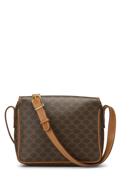 Céline, Pre-Loved Brown Coated Canvas Macadam Crossbody, Brown