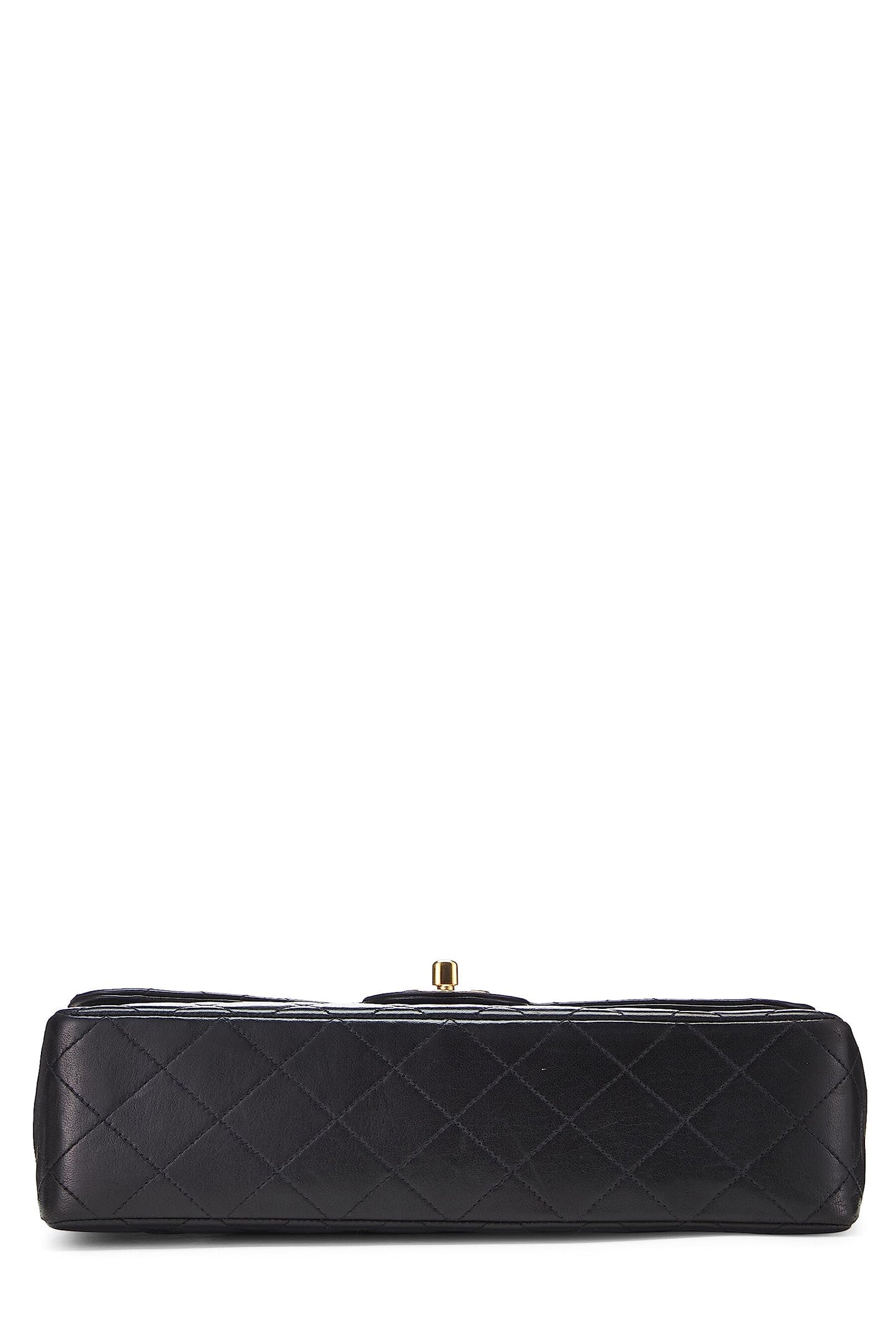 Chanel, Bolso doble de piel de cordero acolchado negro Pre-Loved, Negro