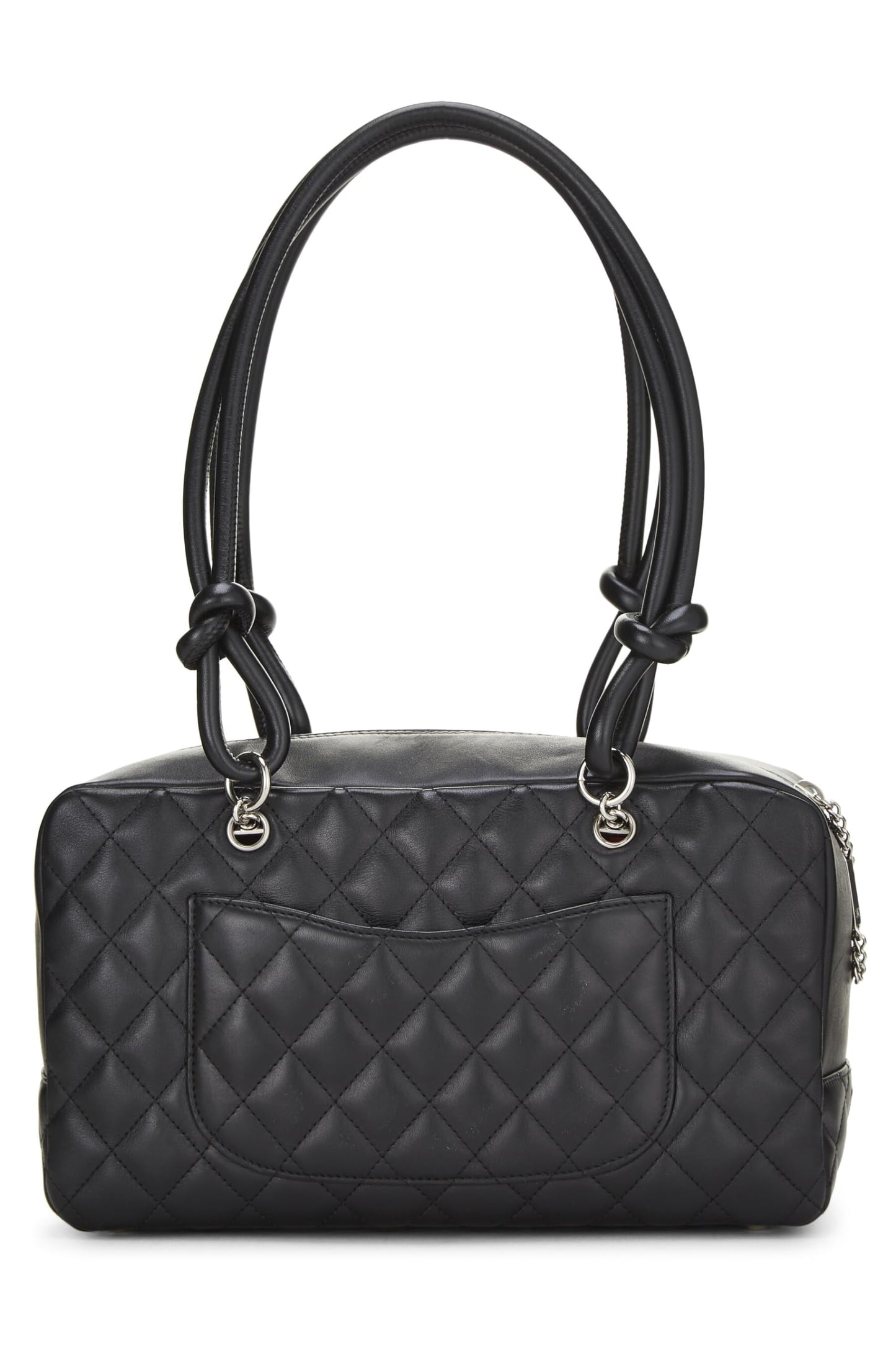 Chanel, Sac melon Cambon en cuir de veau noir d'occasion, noir