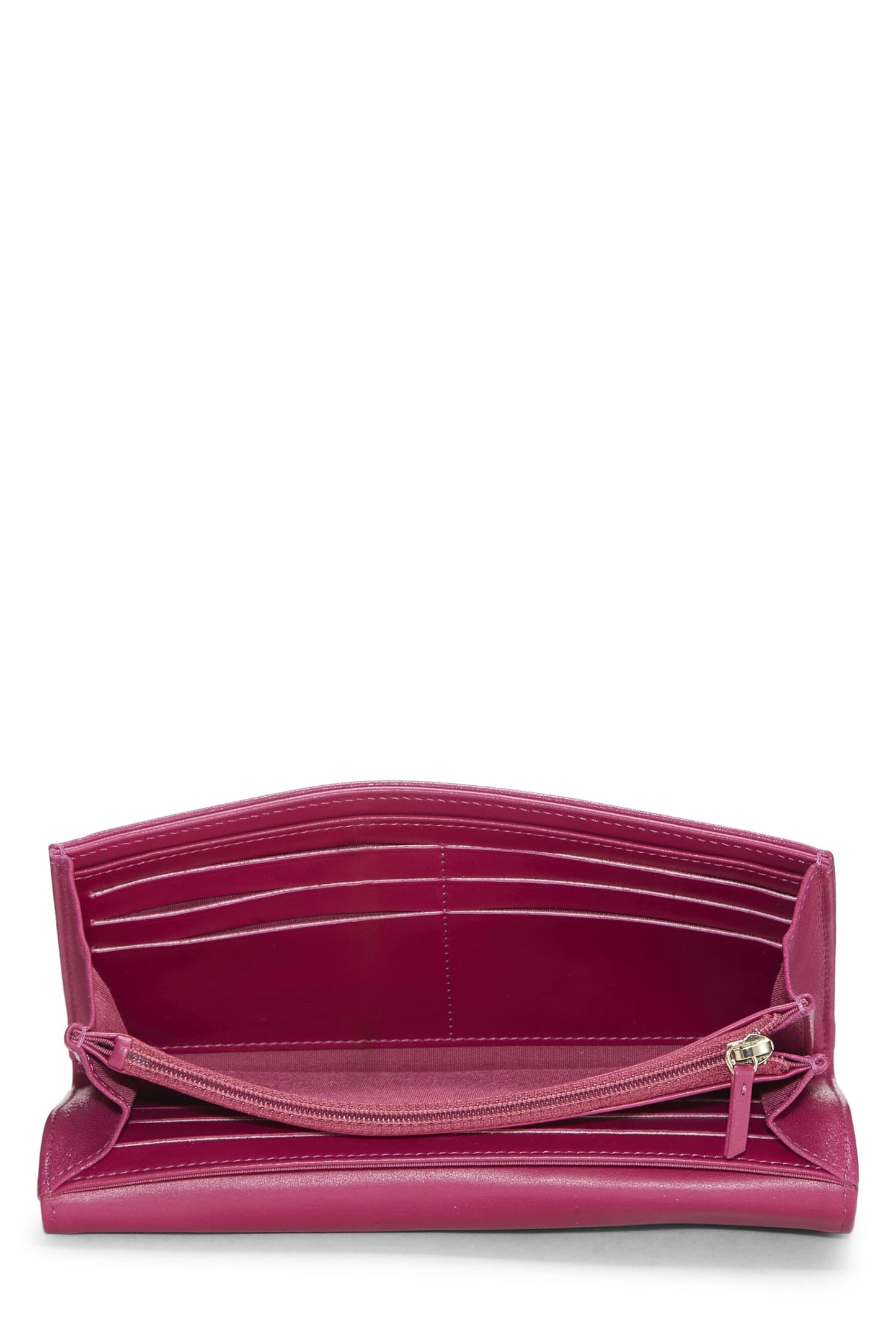 Chanel, portefeuille long « CC » en cuir de veau violet d'occasion, violet