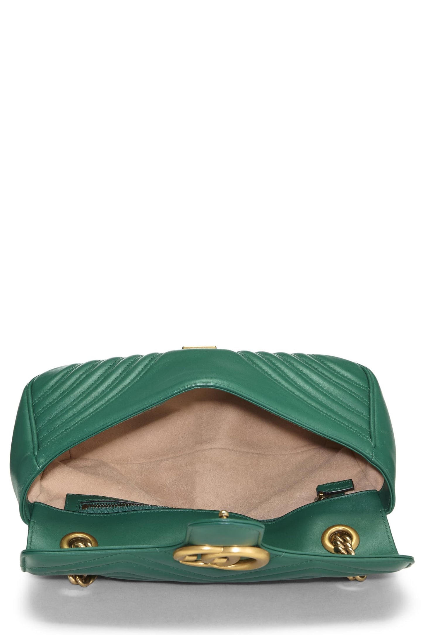 Gucci, Pre-Loved Green Leather GG Marmont Shoulder Bag Small, Green