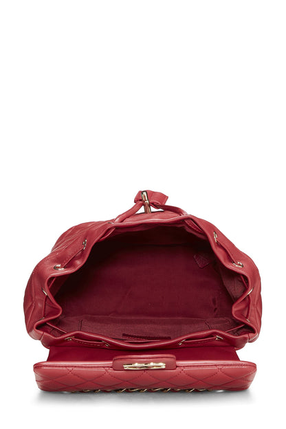 Chanel, sac à dos Urban Spirit en cuir d'agneau matelassé rouge d'occasion, petit, rouge