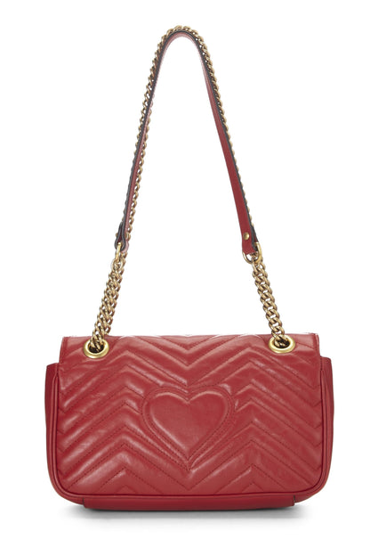 Gucci, Bolso de hombro pequeño GG Marmont de cuero rojo Pre-Loved, Rojo