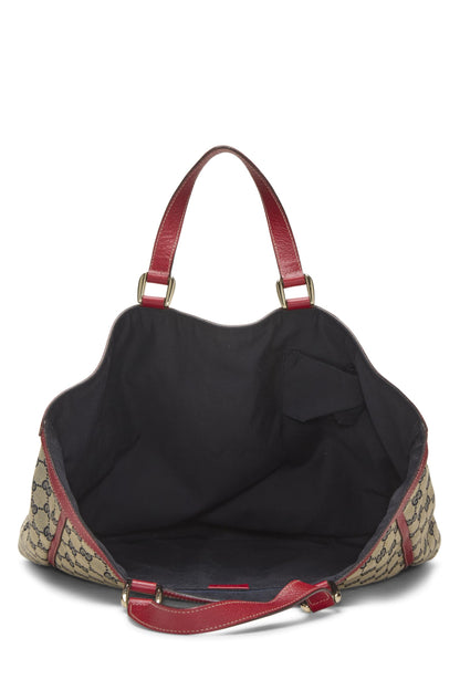 Gucci, sac fourre-tout vertical Abbey en toile GG rouge d'occasion avec anneau en D, rouge