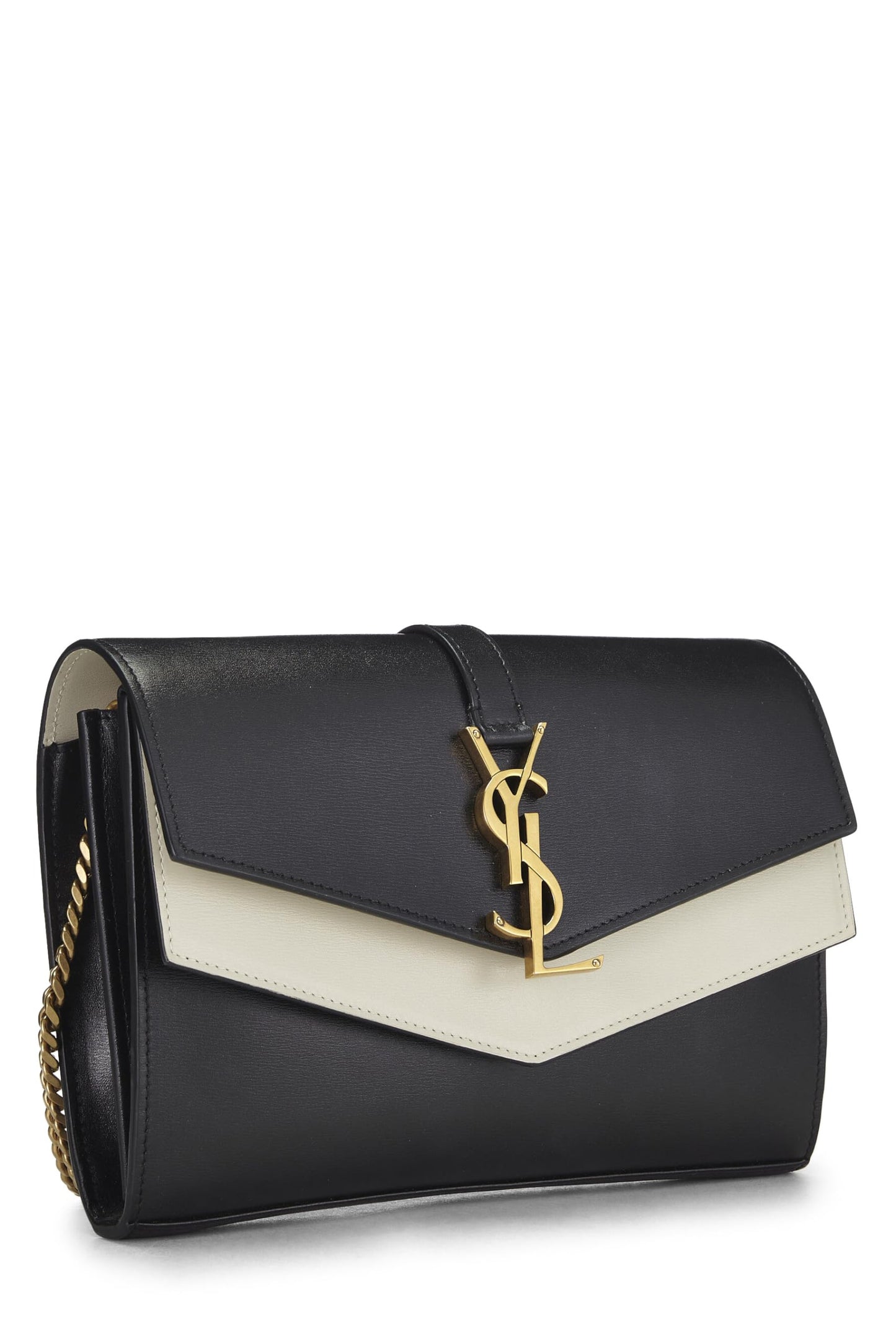 Yves Saint Laurent, Pre-Loved Black Calfskin Sulpice Wallet On Chain (WOC), Multi