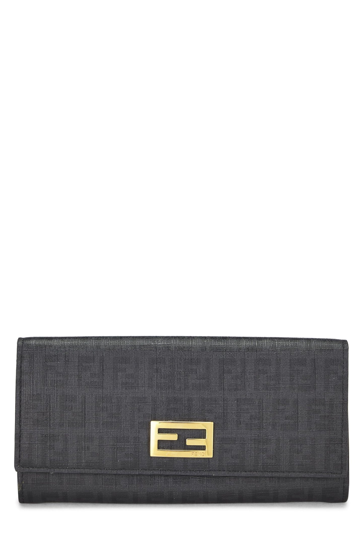 Fendi, Pre-Loved Black Zucchino Coated Canvas Continental Wallet, Black