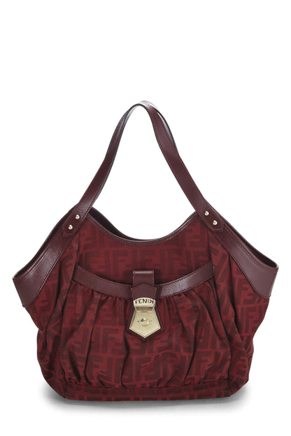 Fendi, sac fourre-tout de poche en toile Zucca rouge d'occasion, petit modèle, rouge