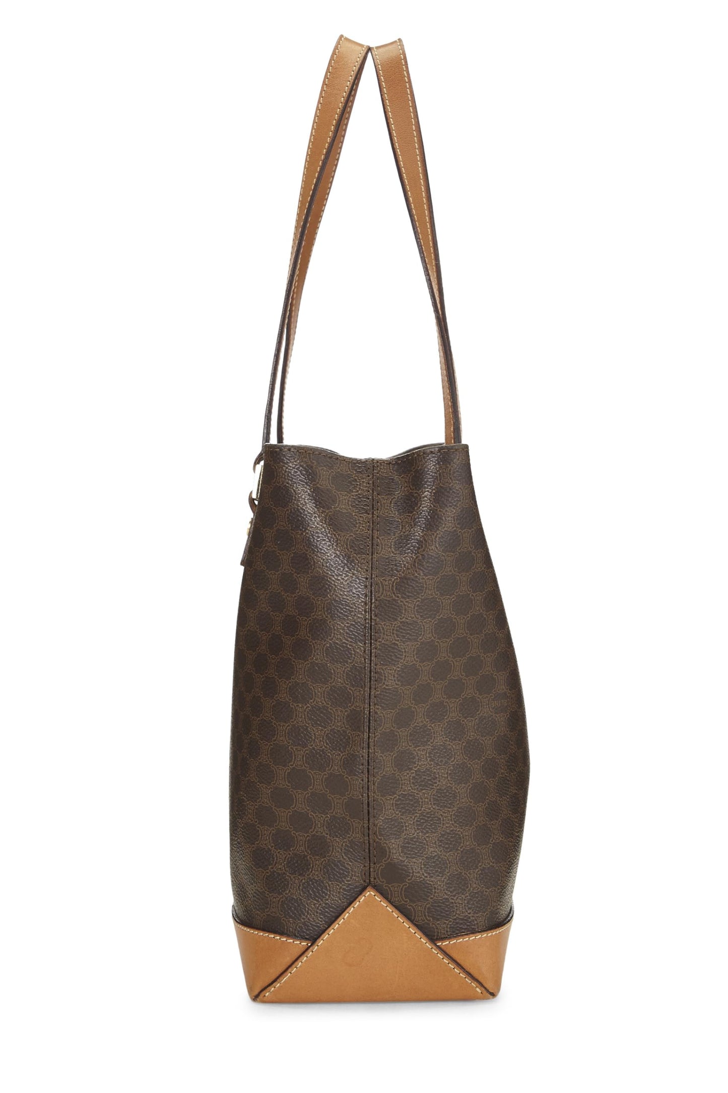 Céline, Pre-Loved Brown Coated Canvas Macadam Tote, Brown