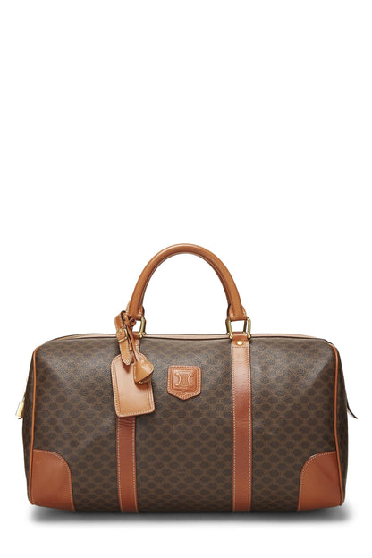 Céline, Pre-Loved Brown Coated Canvas Macadam Boston Bag, Brown