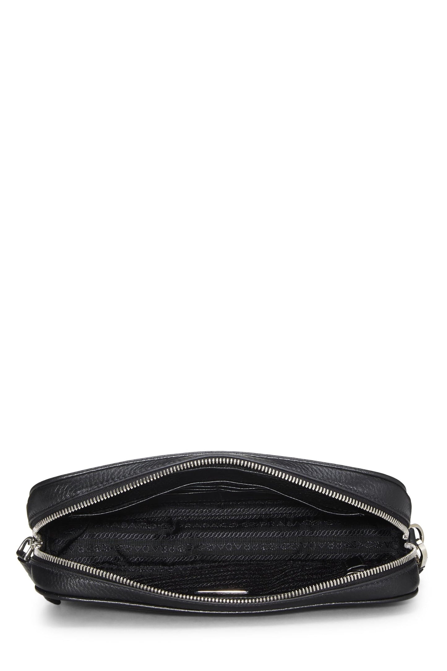 Prada, pochette en cuir noir Vitello Daino d'occasion, noir