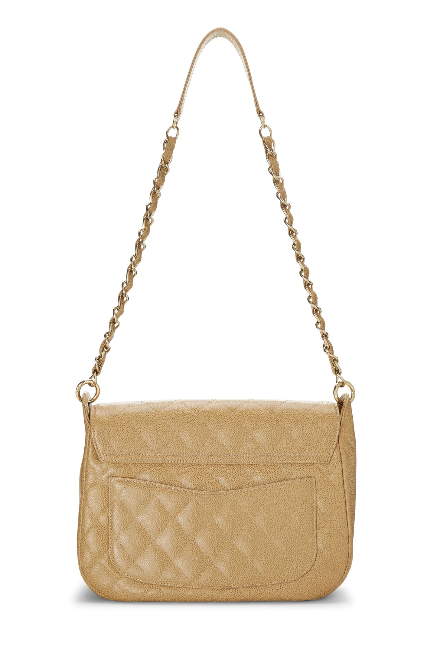 Chanel, sac à bandoulière à rabat CC Timeless Beige Caviar d'occasion, beige