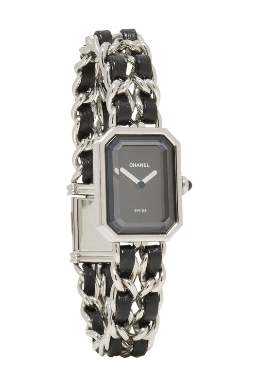 Chanel, Reloj Premiere mediano en negro y plateado Pre-Loved, negro