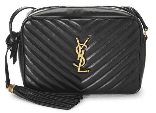 Yves Saint Laurent, sac à main Lou en cuir de veau matelassé noir d'occasion, noir