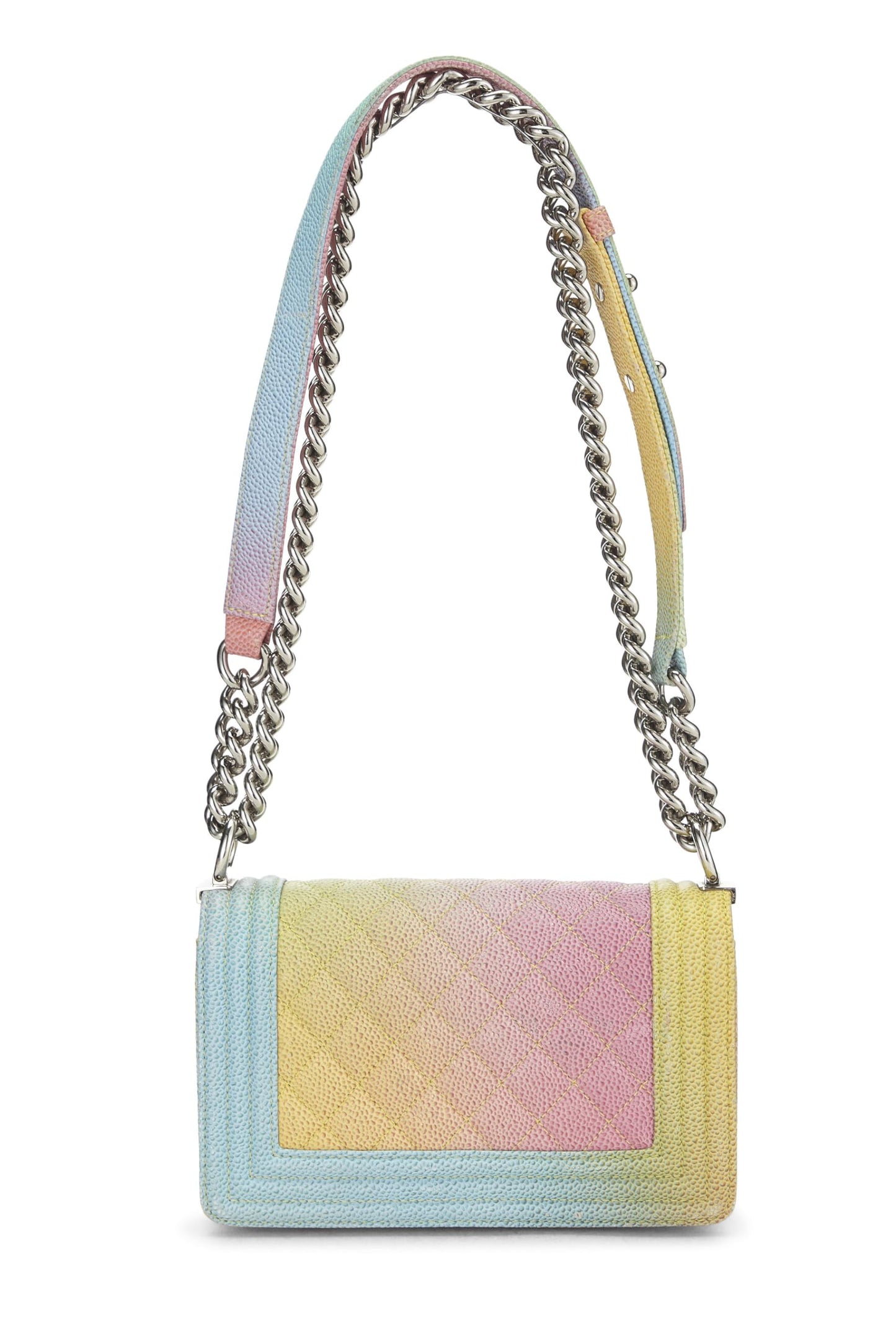 Chanel, Bolso pequeño Pre-Loved Rainbow de caviar acolchado para niño, Verde