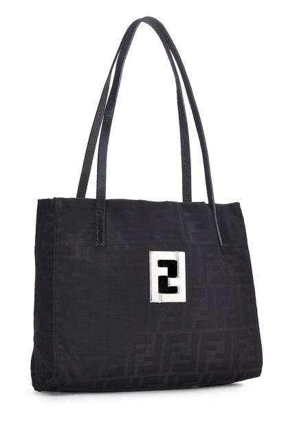 Fendi, sac fourre-tout en nylon noir Zucca, petit modèle, d'occasion, noir