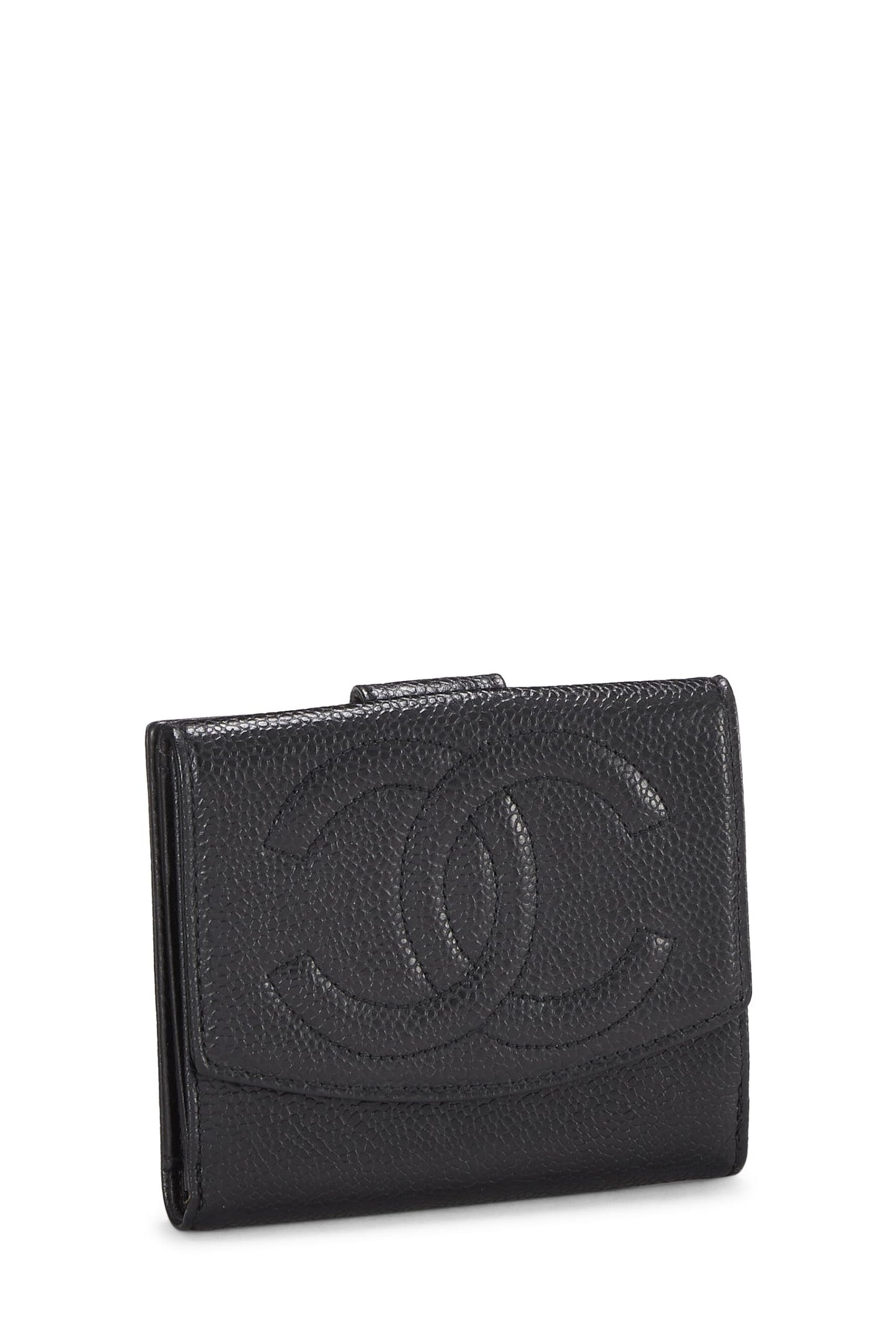 Chanel, portefeuille Timeless « CC » en cuir d'agneau noir d'occasion, noir