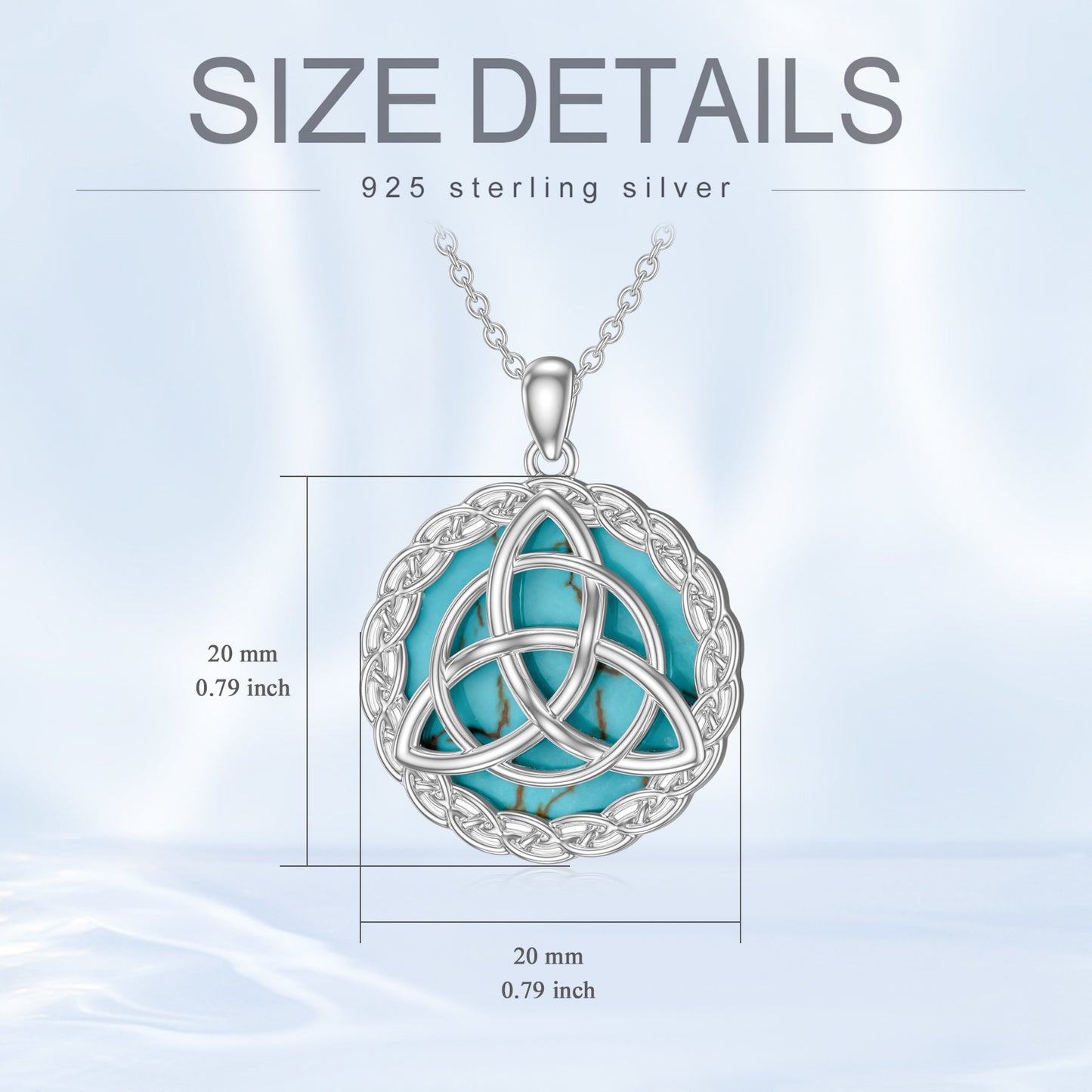 Collier celtique en argent sterling 925 avec pendentif en forme de nœud de la Trinité en turquoise véritable, bijoux irlandais porte-bonheur, cadeaux pour femmes