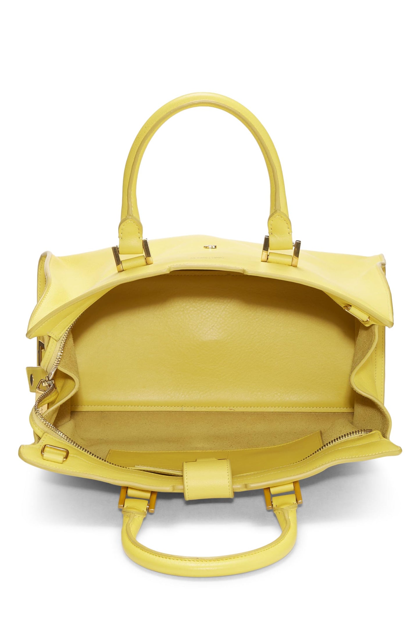 Yves Saint Laurent, Pre-Loved Piel De Becerro Amarilla Classic Y Cabas Small, Amarillo