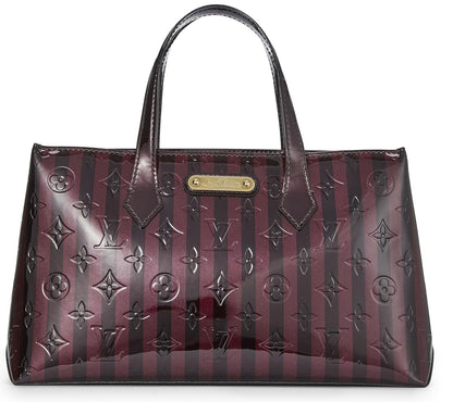 Louis Vuitton, Monograma morado Pre-Loved Vernis Rayures Wilshire PM, Púrpura