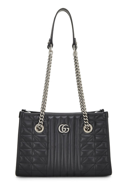 Gucci, Pre-Loved Black Leather GG Marmont Chain Tote Small, Black