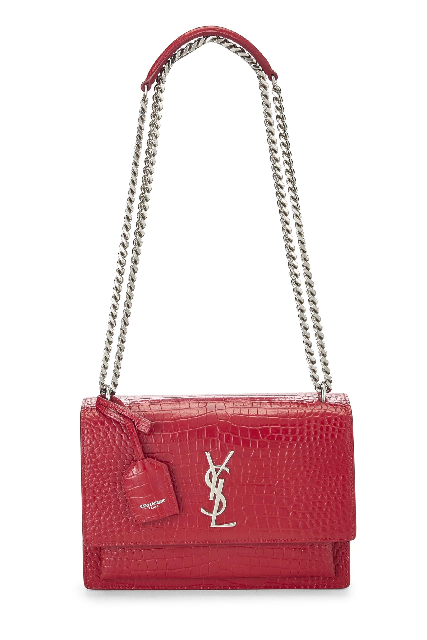 Yves Saint Laurent, Atardecer mediano de cuero con relieve rojo Pre-Loved, Rojo