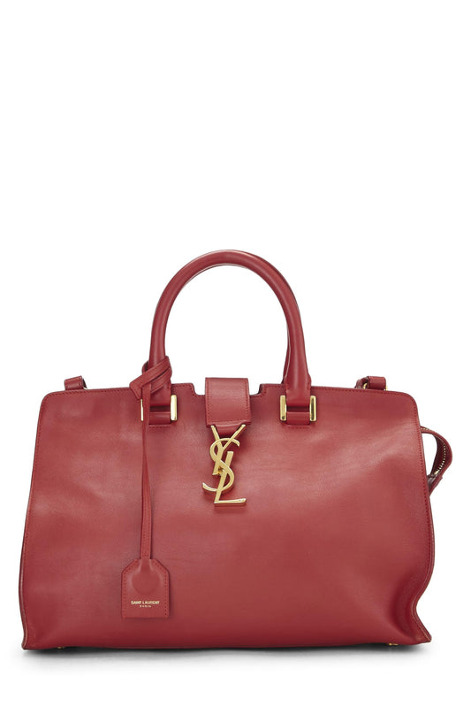 Yves Saint Laurent, Cabas Monogram en cuir de veau souple rouge d'occasion, petit modèle, rouge