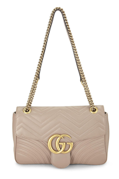 Gucci, sac à bandoulière GG Marmont en cuir beige d'occasion, beige