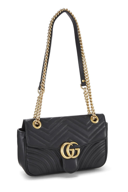 Gucci, Pre-Loved Black Matelassé Leather Marmont Shoulder Bag Mini, Black