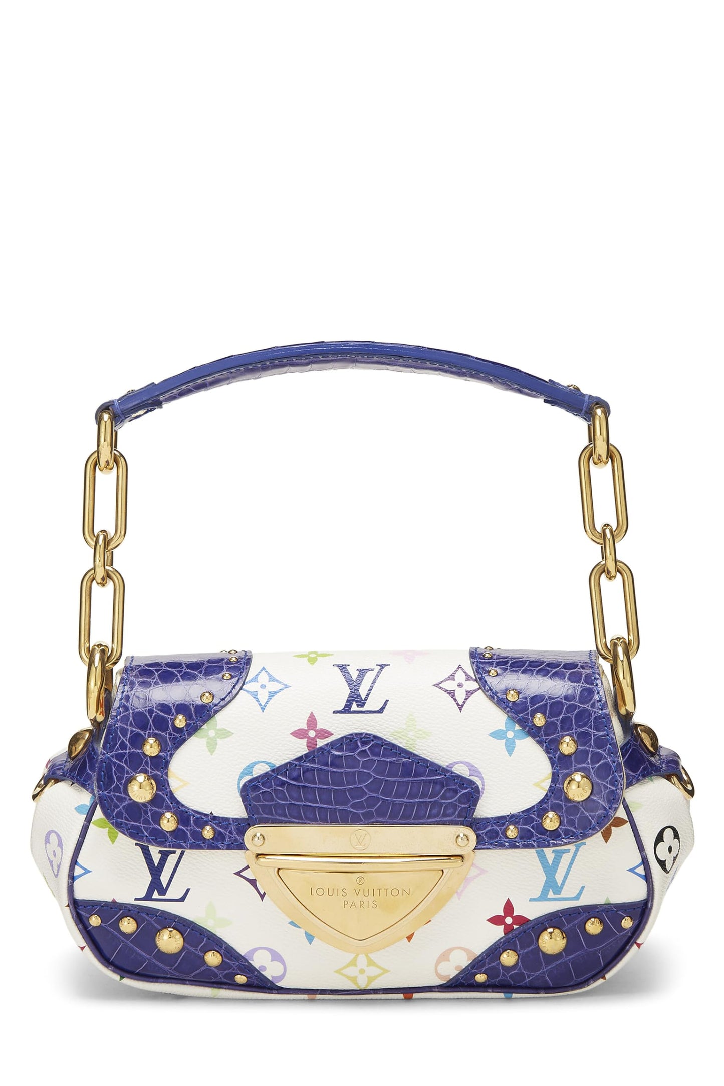 Louis Vuitton, Pre-Loved Takashi Murakami x Louis Vuitton White Monogram Multicolore Croc Marilyn, Blue