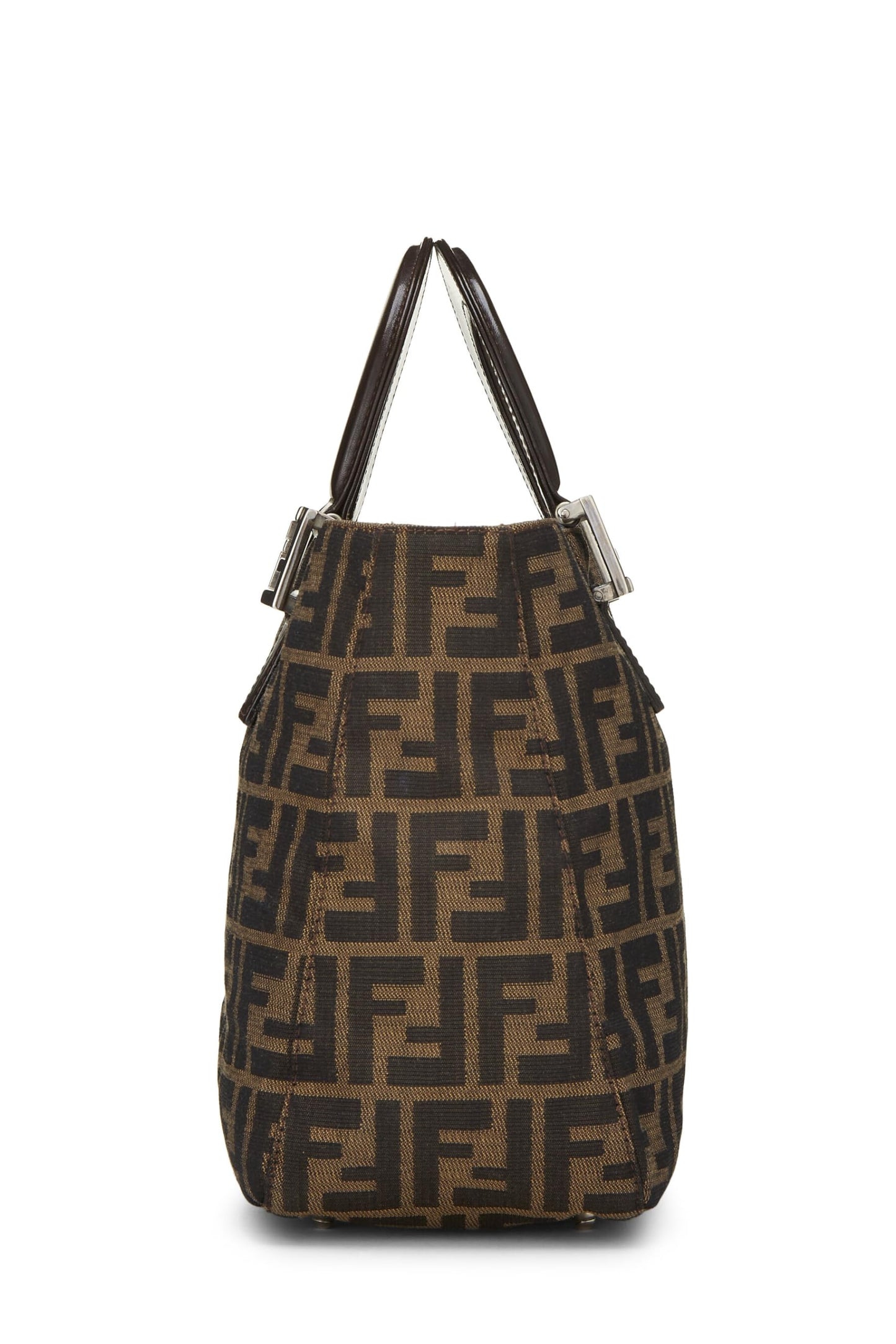 Fendi, sac à main en toile marron Zucca, petit modèle, d'occasion, marron