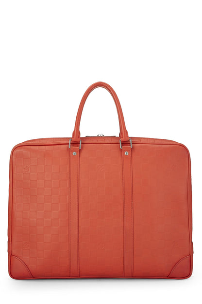 Louis Vuitton, Pre-Loved Orange Damier Infini Porte Documents Voyage, Orange