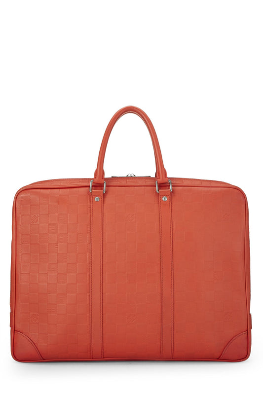 Louis Vuitton, Pré-Aimé Orange Damier Infini Porte Documents Voyage, Orange