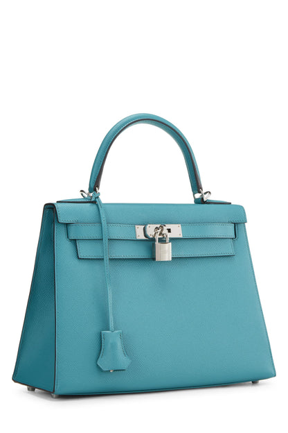 Hermès, Kelly Sellier 28 Epsom Bleu Paon d'occasion, Bleu Paon