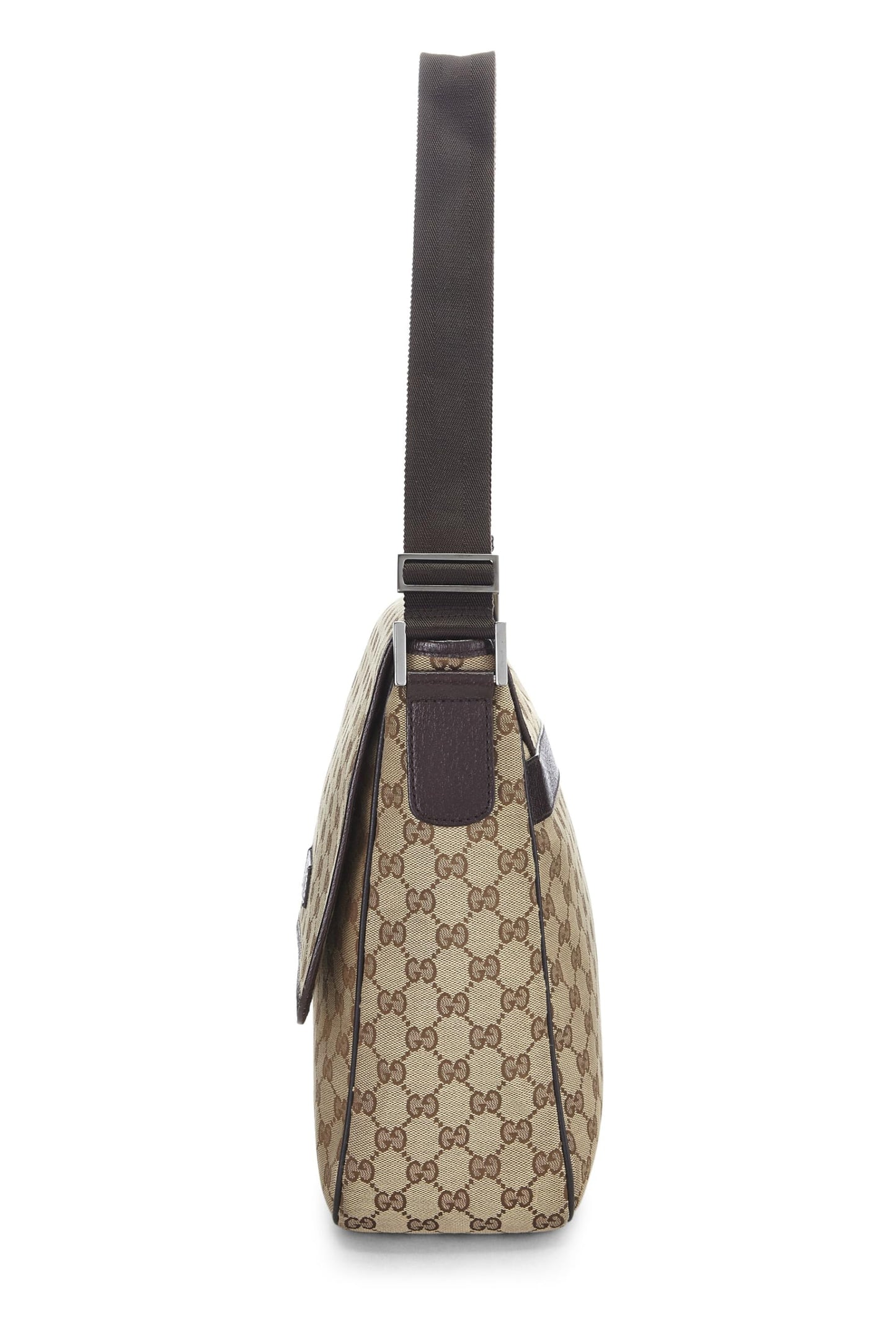 Gucci, Pre-Loved Original GG Canvas Buckle Flap Messenger, Brown