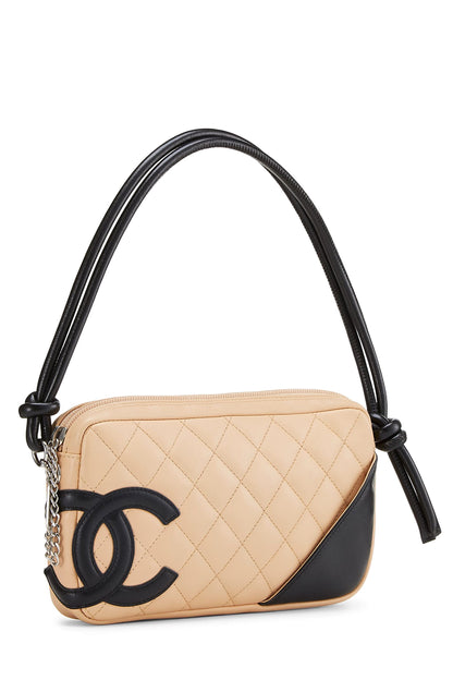 Chanel, Pre-Loved Beige Quilted Calfskin Cambon Pochette, Beige