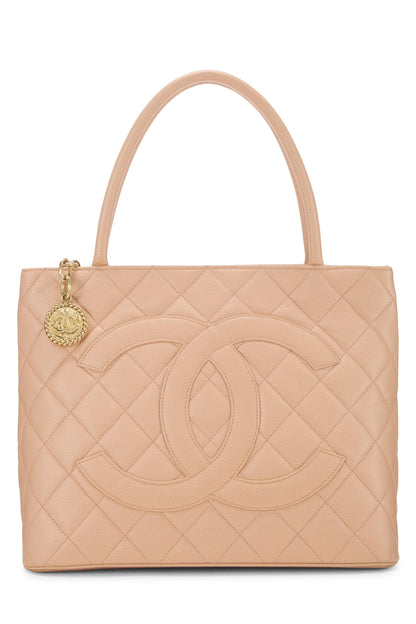 Chanel, sac fourre-tout matelassé rose à médaillon caviar d'occasion, rose