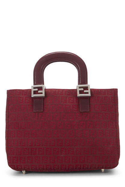 Fendi, sac à main en toile Zucchino rouge d'occasion, petit modèle, rouge