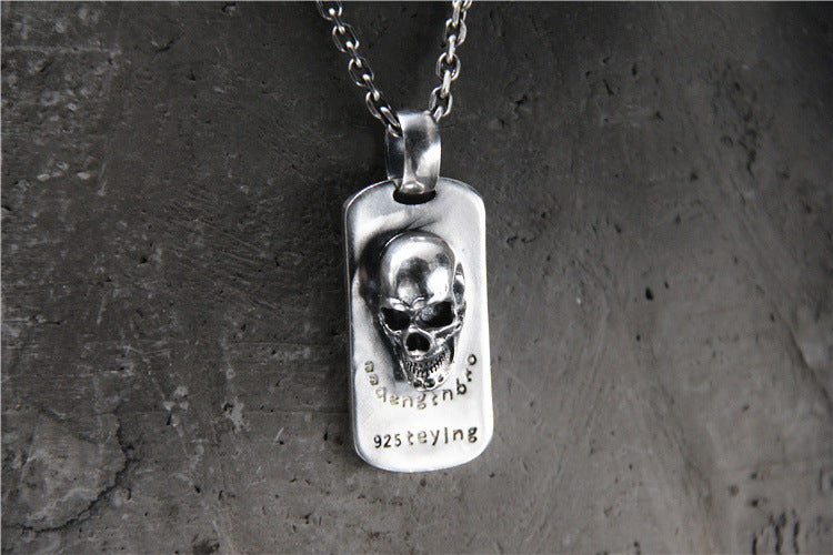 Vintage Domineering Personalized Skull Square Plate Pendant