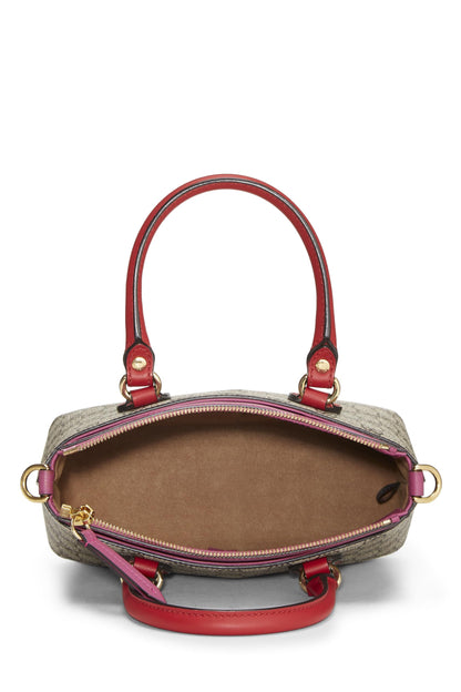 Gucci, sac fourre-tout en toile suprême GG rose et rouge d'occasion, petit, multicolore