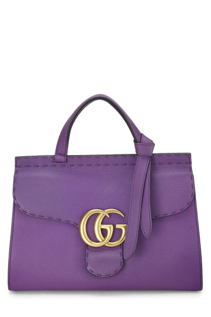 Gucci, Bolso pequeño con solapa y asa superior Marmont de cuero morado Pre-Loved, Púrpura