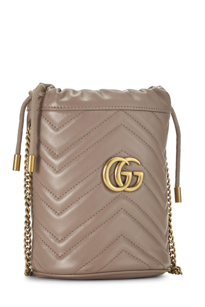 Gucci, Bolso bombonera pequeño con cadena GG Marmont de cuero beige Pre-Loved, Beige