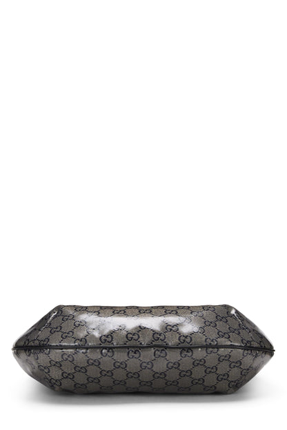 Gucci, sac messager rond en toile noire avec cristaux, d'occasion, noir