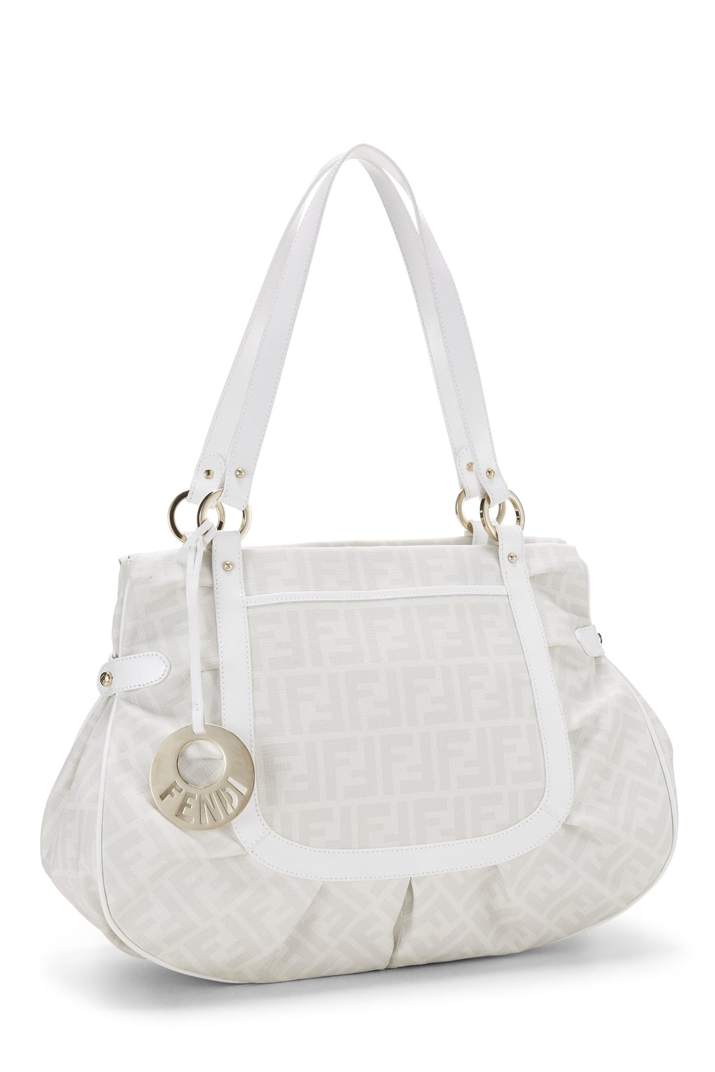 Fendi, sac de chef Zucca en toile enduite blanche d'occasion, grand modèle, blanc